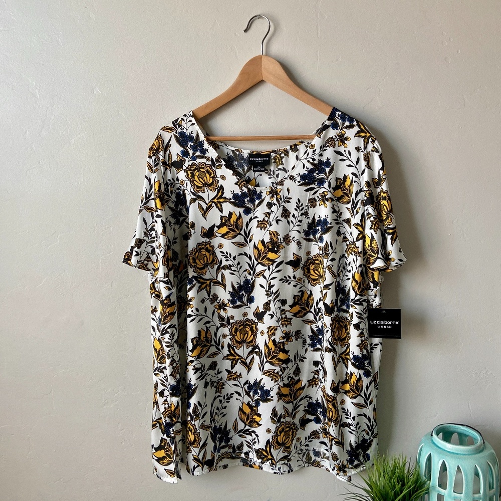 NWT Liz Claiborne Floral Print Top Size 2x